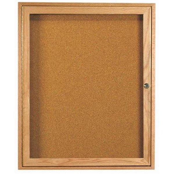 Aarco Aarco Products OBC3630R 1-Door Enclosed Bulletin Board - Oak OBC3630R